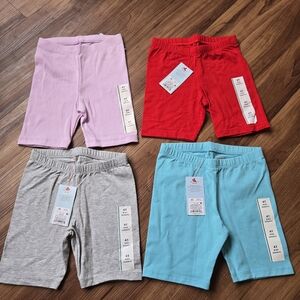 NWT Cat & Jack 4T Girls' Bike Shorts Set of 4 - purple, red, gray & aqua
